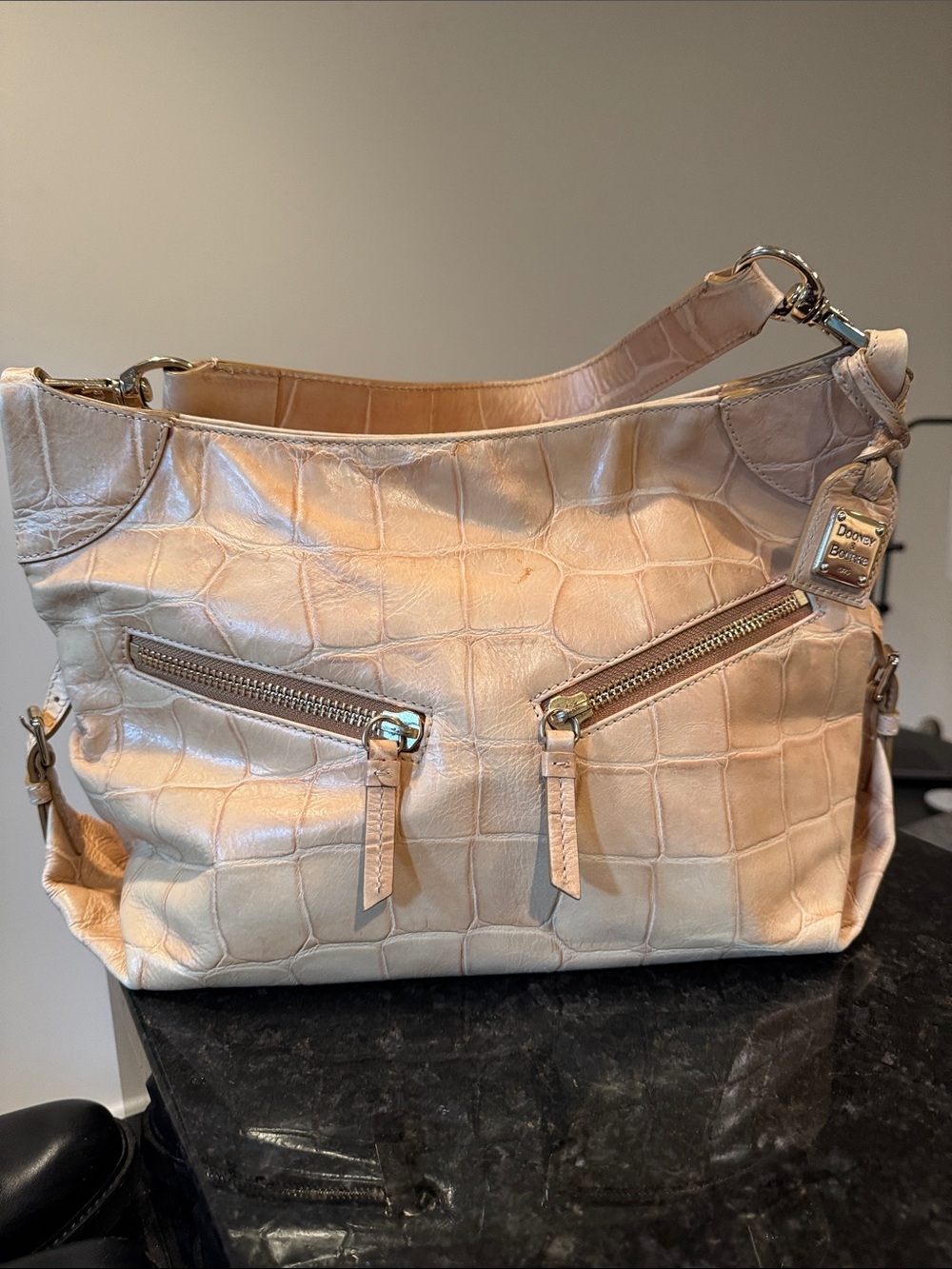 Dooney & Bourke Blush Croc-Embossed Leather Shoulder Bag